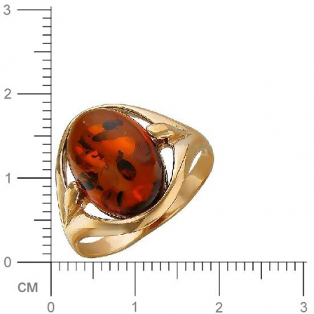 Кольцо с янтарем из серебра с позолотой (арт. 348123)
