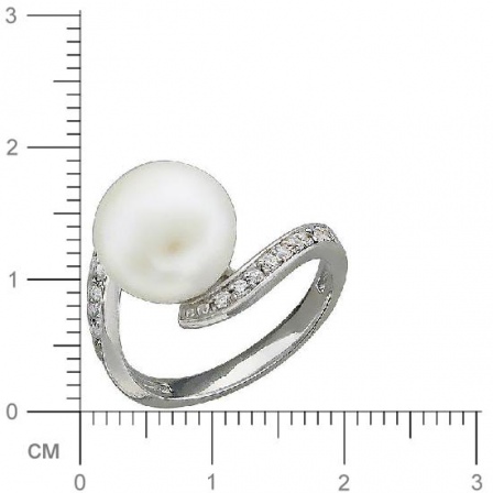 Кольцо с фианитами, жемчугом из серебра (арт. 349360)