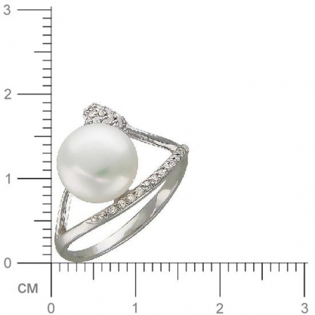 Кольцо с жемчугом, фианитами из серебра (арт. 349377)
