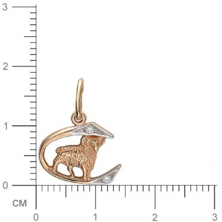Подвеска "Овен" с 2 фианитами из красного золота  (арт. 350502)