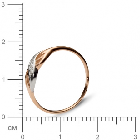 Кольцо с 3 фианитами из красного золота  (арт. 350740)