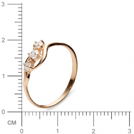 Кольцо с 3 фианитами из красного золота  (арт. 350797)