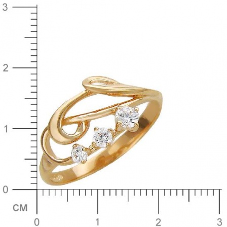 Кольцо с 3 фианитами из красного золота  (арт. 350830)