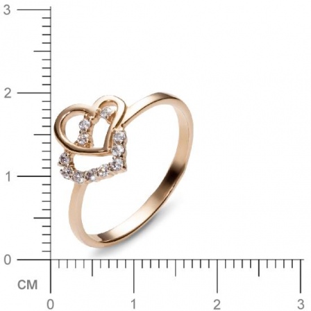 Кольцо Сердечки с 11 фианитами из красного золота  (арт. 350899)