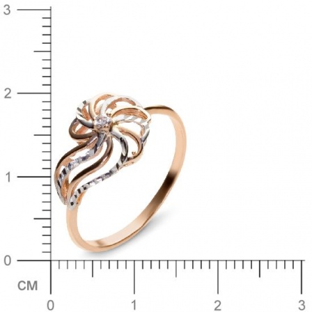 Кольцо с 1 фианитом из красного золота (арт. 350928)