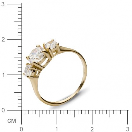 Кольцо с 3 фианитами из жёлтого золота  (арт. 351070)