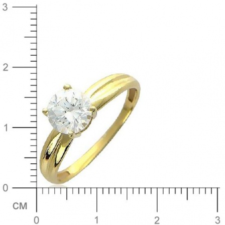 Кольцо с 1 фианитом из жёлтого золота  (арт. 351071)