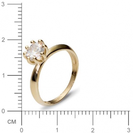 Кольцо с 1 фианитом из жёлтого золота  (арт. 351076)