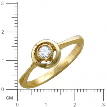 Кольцо с 1 фианитом из жёлтого золота  (арт. 351084)