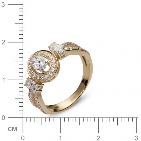 Кольцо с 49 фианитами из жёлтого золота  (арт. 351095)