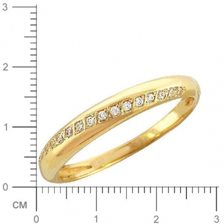 Кольцо с 17 фианитами из жёлтого золота  (арт. 351104)