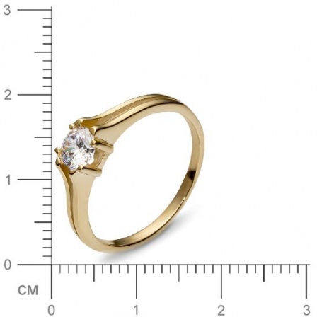 Кольцо с 1 фианитом из жёлтого золота  (арт. 351105)