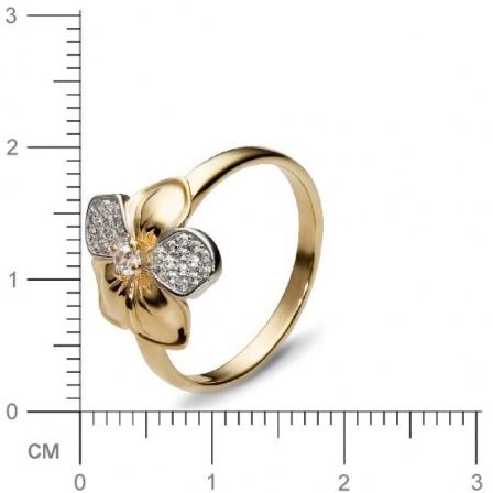 Кольцо Цветок с 29 фианитами из жёлтого золота  (арт. 351106)