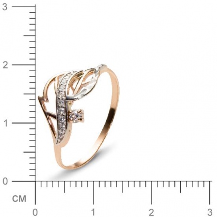 Кольцо с 10 фианитами из комбинированного золота  (арт. 351129)