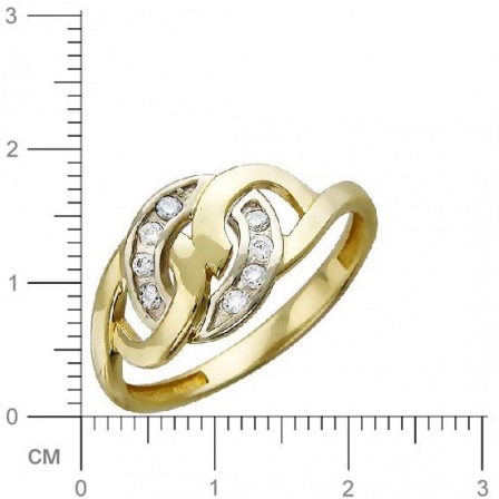 Кольцо с 8 фианитами из комбинированного золота  (арт. 351160)