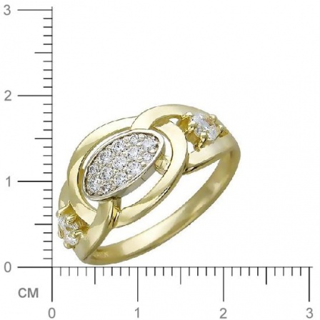 Кольцо с 15 фианитами из комбинированного золота  (арт. 351162)