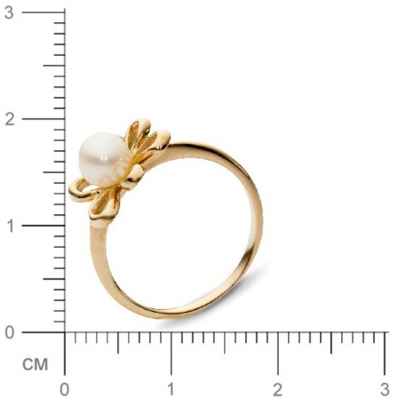 Кольцо Цветок с 1 жемчугом из красного золота  (арт. 351222)
