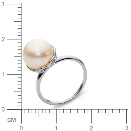 Кольцо с 1 жемчугом из белого золота  (арт. 351250)