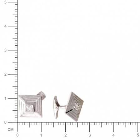 Запонки с фианитом из серебра (арт. 351309)