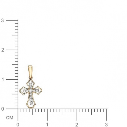Крестик с 11 фианитами из комбинированного золота  (арт. 352566)