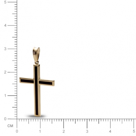 Крестик с 3 ониксами из жёлтого золота  (арт. 352573)