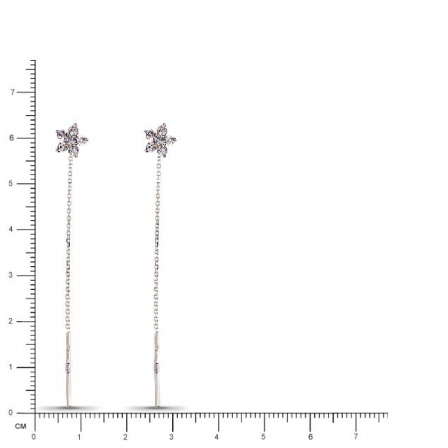 Серьги Звезды с 12 фианитами из белого золота  (арт. 353005)