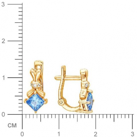 Серьги с 6 фианитами, 2 шпинелью из красного золота  (арт. 353093)