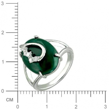 Кольцо с агатом, фианитами из серебра (арт. 353318)