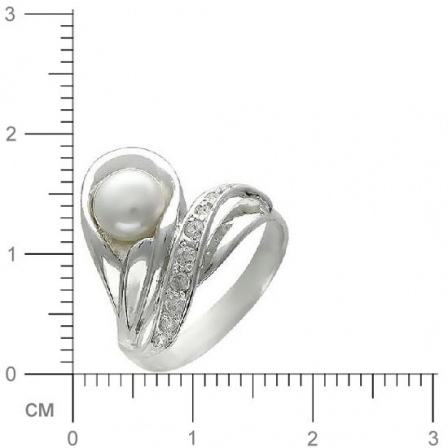 Кольцо с жемчужинами, фианитами из серебра 925 пробы (арт. 355844)