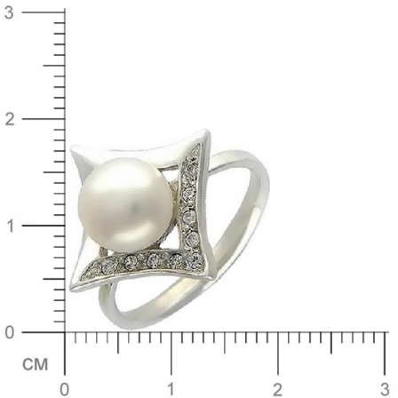 Кольцо с жемчужинами, фианитами из серебра 925 пробы (арт. 355857)