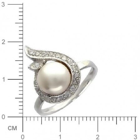 Кольцо с жемчужинами, фианитами из серебра 925 пробы (арт. 355861)