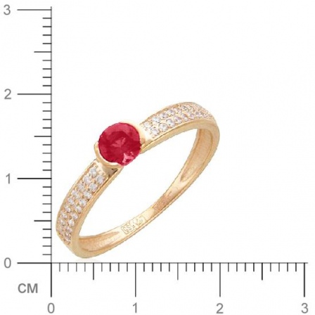 Кольцо с 40 фианитами, 1 шпинелью из красного золота  (арт. 358456)