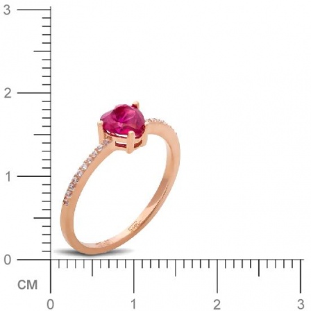 Кольцо Сердце с 1 рубином, 20 фианитами из красного золота  (арт. 358473)