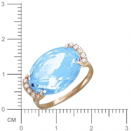 Кольцо с 1 топазом, 10 фианитами из красного золота  (арт. 358543)