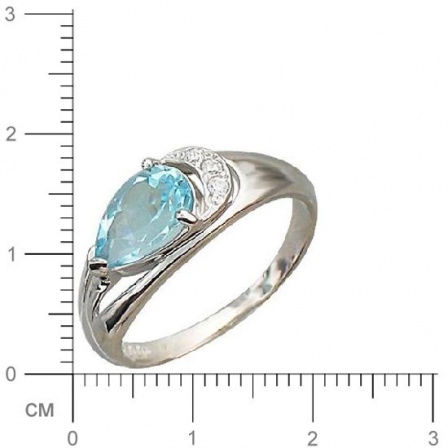 Кольцо с 1 топазом, 3 фианитами из белого золота  (арт. 358573)
