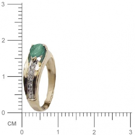 Кольцо с 4 бриллиантами, изумрудом из жёлтого золота 750 пробы (арт. 359256)