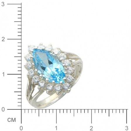 Кольцо с 1 топазом, 16 фианитами из серебра 925 пробы (арт. 359453)