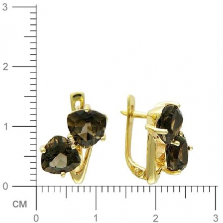 Серьги с 4 раухтопазами из жёлтого золота  (арт. 359842)