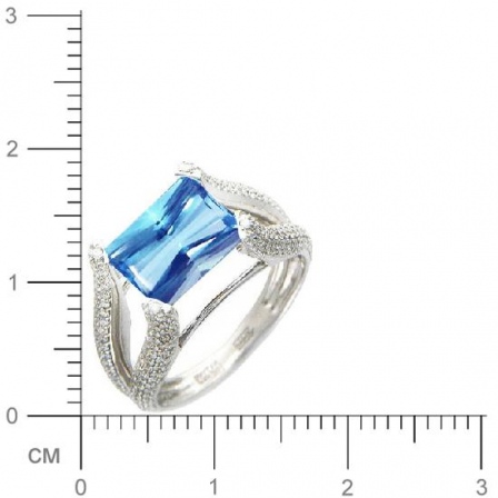 Кольцо с 175 бриллиантами, 1 топазом из белого золота 750 пробы (арт. 361088)