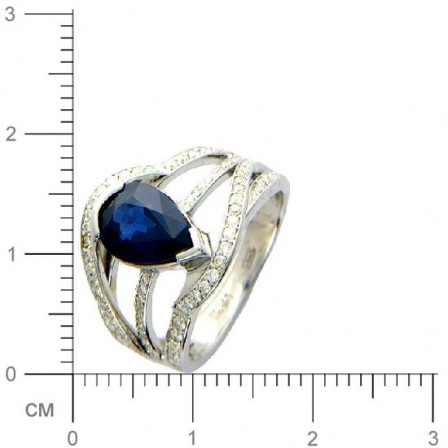 Кольцо с 144 бриллиантами, 1 сапфиром из белого золота 750 пробы (арт. 361826)