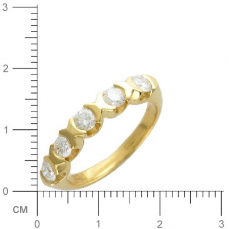 Кольцо с 5 бриллиантами из жёлтого золота 750 пробы (арт. 361946)