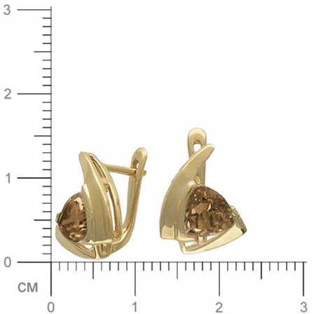 Серьги с 2 раухтопазами из жёлтого золота  (арт. 362292)