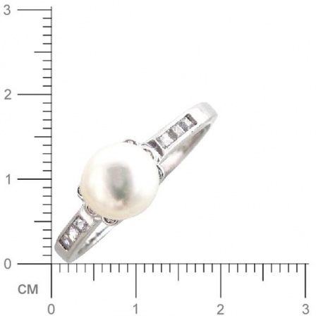 Кольцо с жемчужинами, фианитами из серебра 925 пробы (арт. 363371)