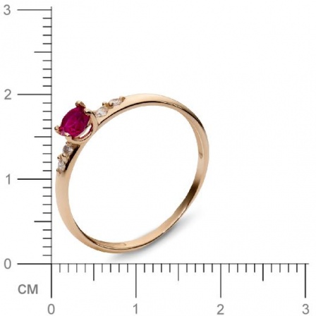Кольцо с 1 рубином, 4 фианитами из красного золота  (арт. 363581)