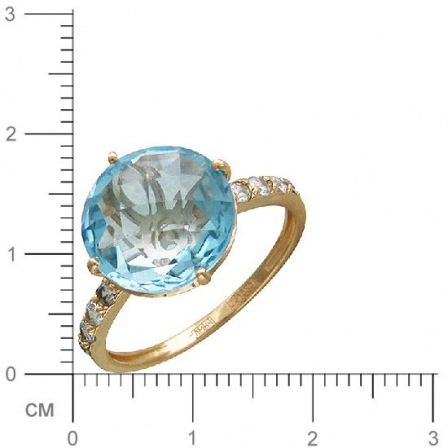 Кольцо с 1 топазом, 8 фианитами из красного золота  (арт. 363746)