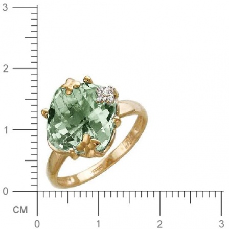 Кольцо с 1 празиолитом, 5 фианитами из красного золота  (арт. 363771)