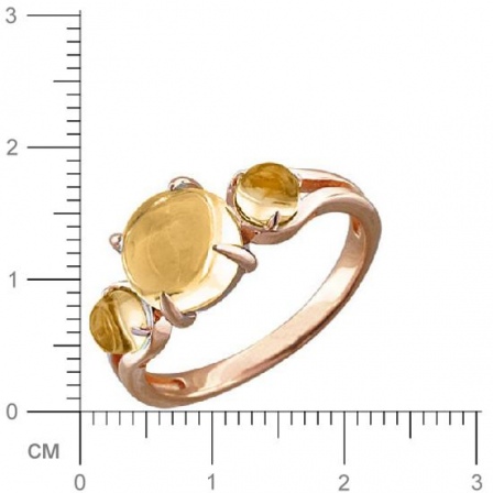 Кольцо с 3 кварцами из красного золота  (арт. 363800)