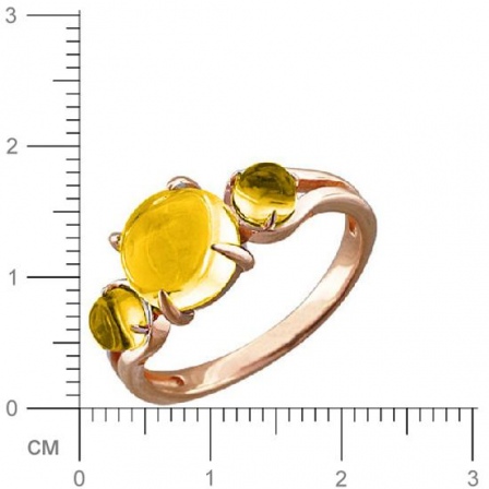 Кольцо с 3 цитринами из красного золота  (арт. 363801)