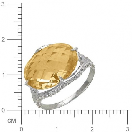 Кольцо с 1 кварцем, 44 фианитами из белого золота  (арт. 363833)