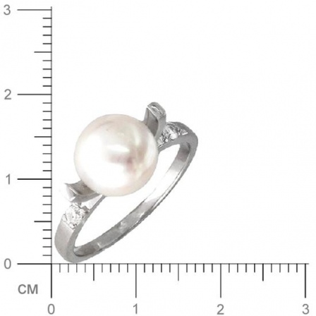 Кольцо с жемчужинами, фианитами из серебра 925 пробы (арт. 364970)